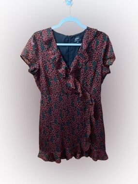 Bardot Faux Wrap Cherry Print Ruffle Dress